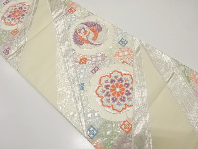 JAPANESE KIMONO / ANTIQUE FUKURO OBI / SILK / WOVEN PHOENIX